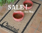 Pet Feeding Mat  SALE ... Natural VERTICAL Fiber Personalized Painted Rug with ONE Name