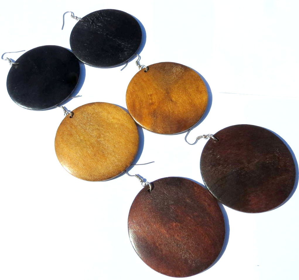 Large 60mm Wood Disc Bead Earring Upcycle Base Pendant Focal