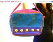 ON SALE Vintage 1980s colorful color-block leather purse