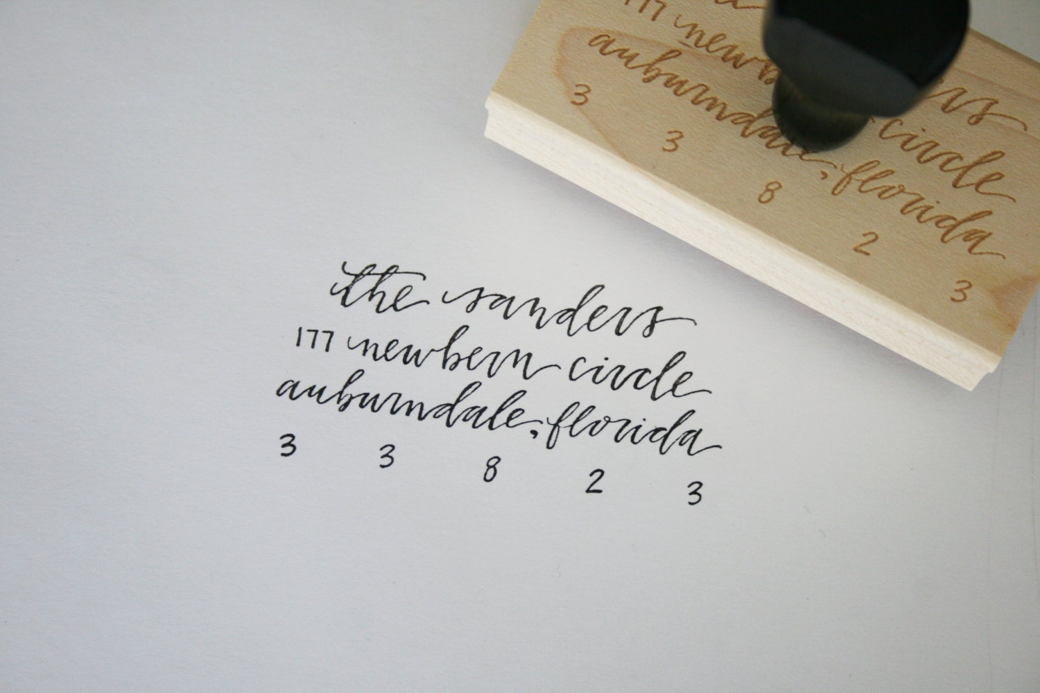 Custom Hand lettered return address stamp 1.5" x 3"