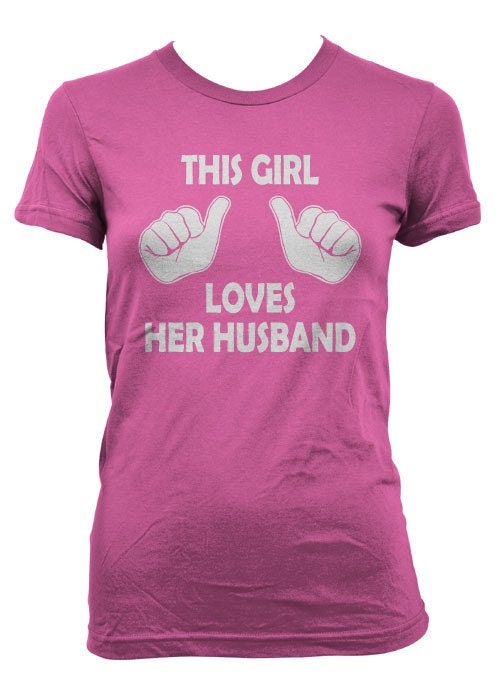 This Girl Loves her Husband t shirt funny bride wedding shirt S-3XL