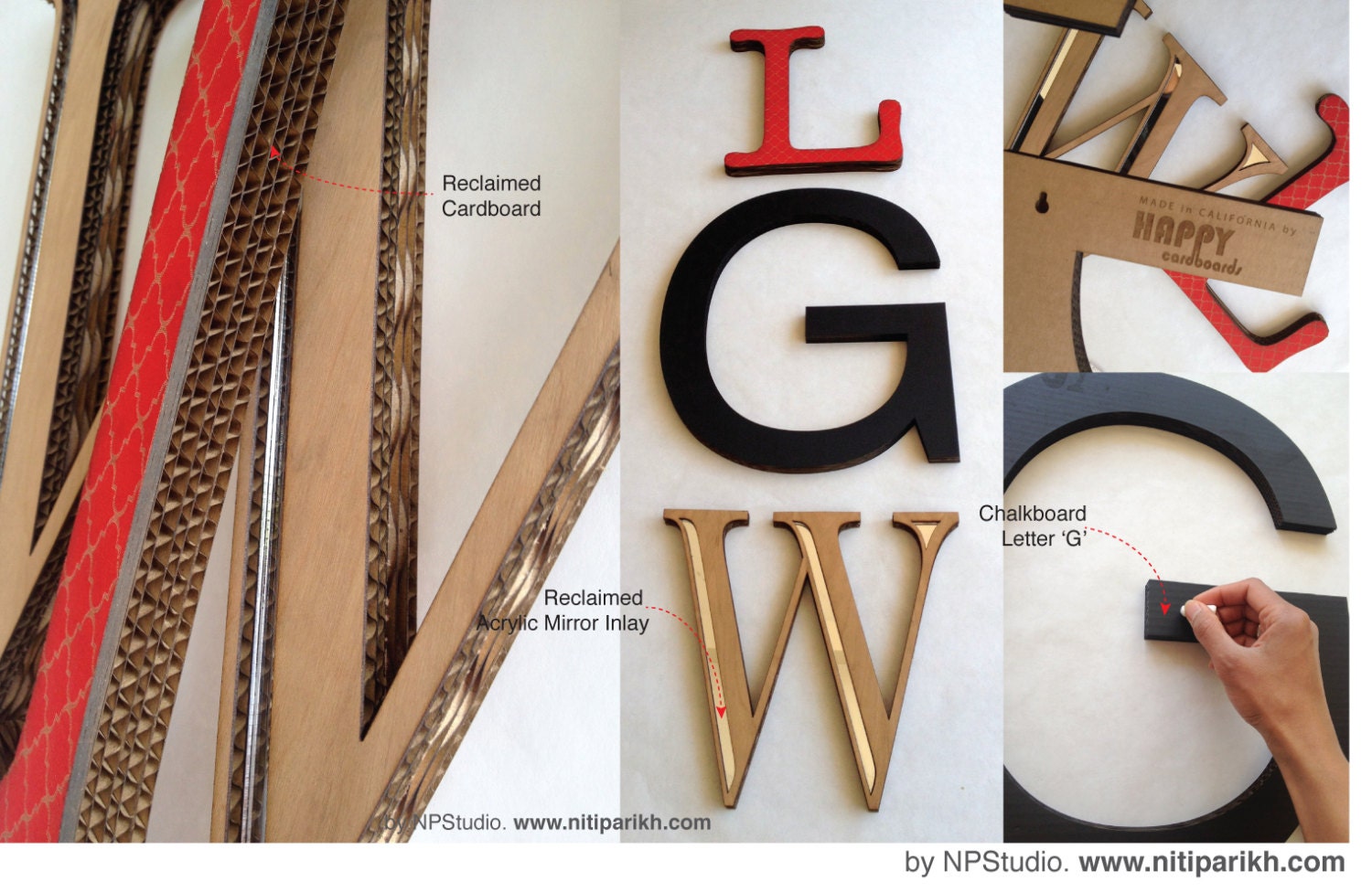 Custom Letters  // Wedding Parties // Up cycled Wall Decor // 3 Letter Combo