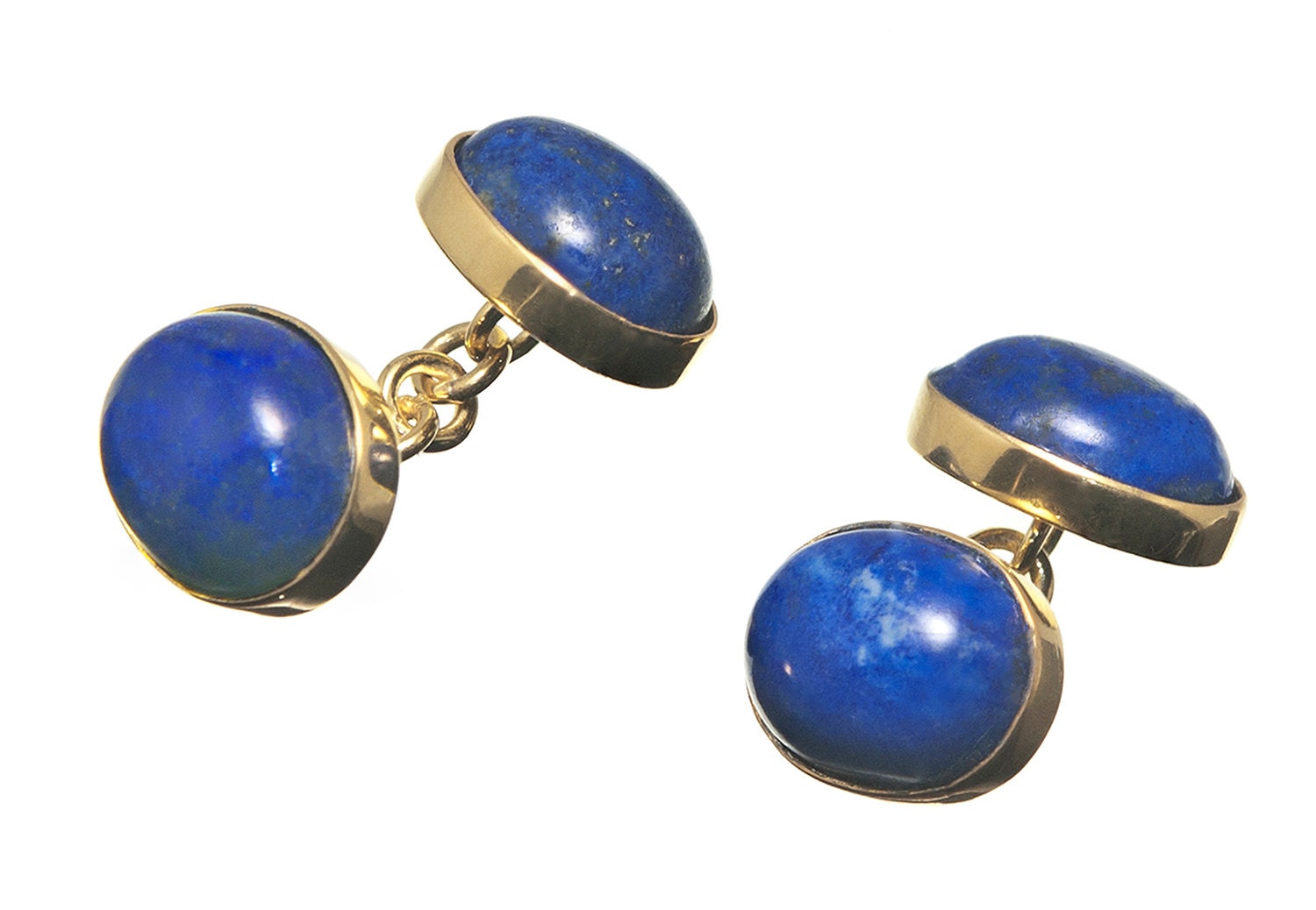 Lapis Double Oval Gold Plated Sterling Silver Cufflinks.