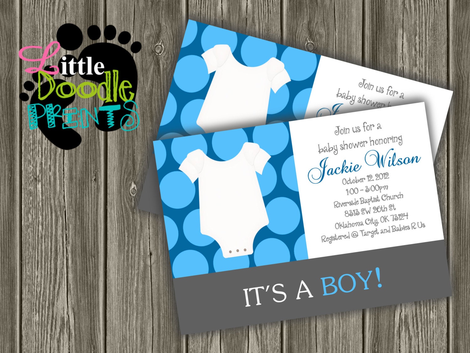 Its A BOY baby shower invitation or baby announcement