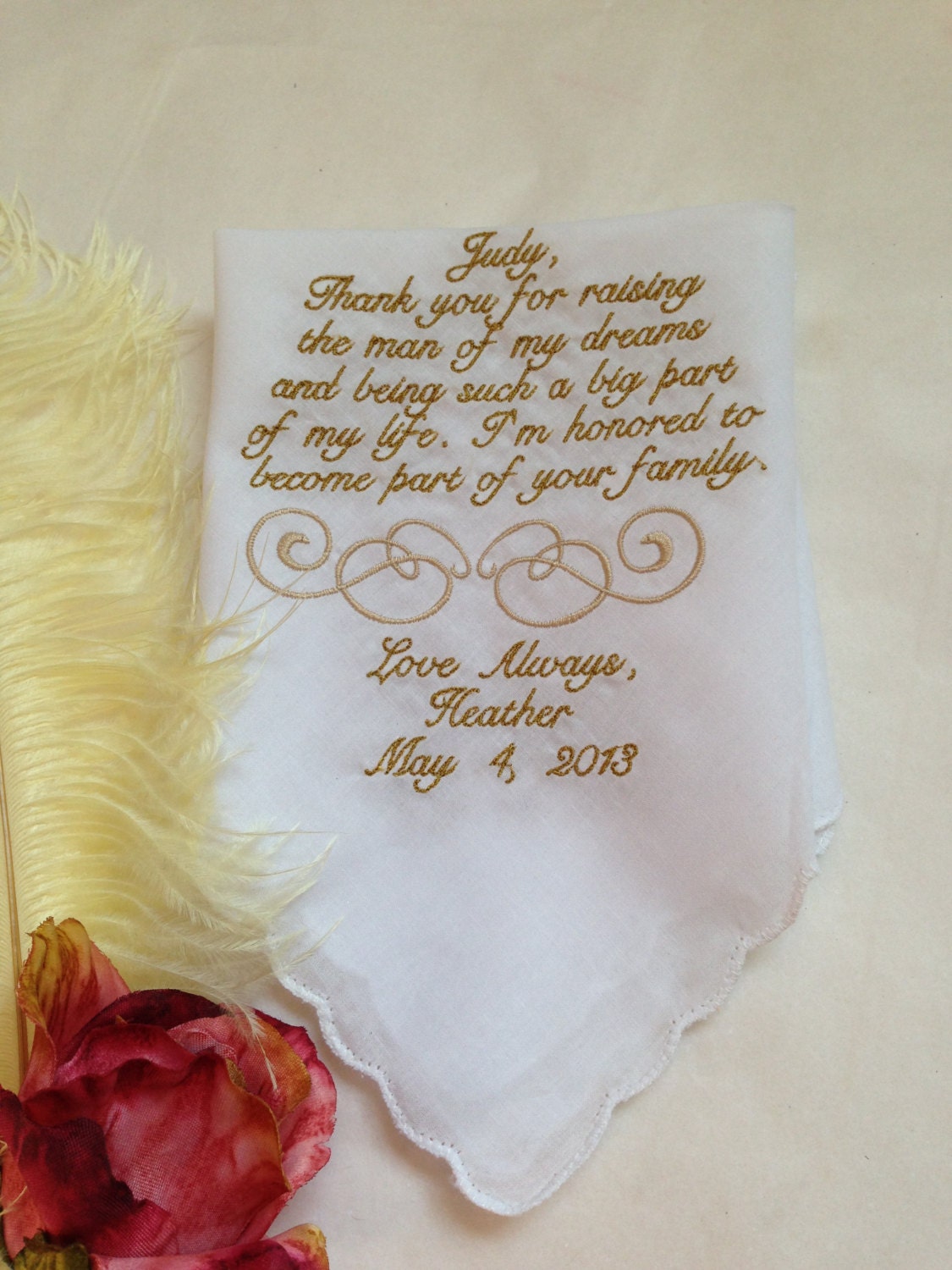 Mother of the groom personalized handkerchief