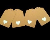 Set of 24 Kraft Tags with Baby Blue Hearts - Baby Showers, Thank you tags, Favor Tags