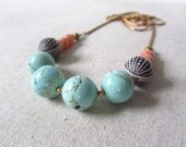 Spring Statement Necklace, Bubble Necklace, Pastel Blue, Mixed Media