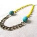 Yellow & Turquoise Statement Necklace, Neon, Spring, Modern