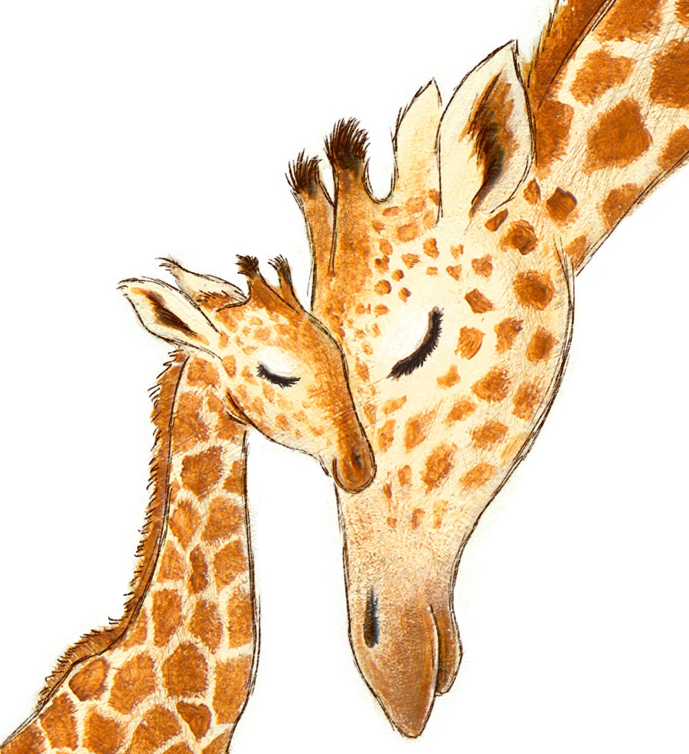 Nursery Art Print Giraffe - Children's Kids Baby Room Decor - Giraffes, Baby Mine Collection - 8x10