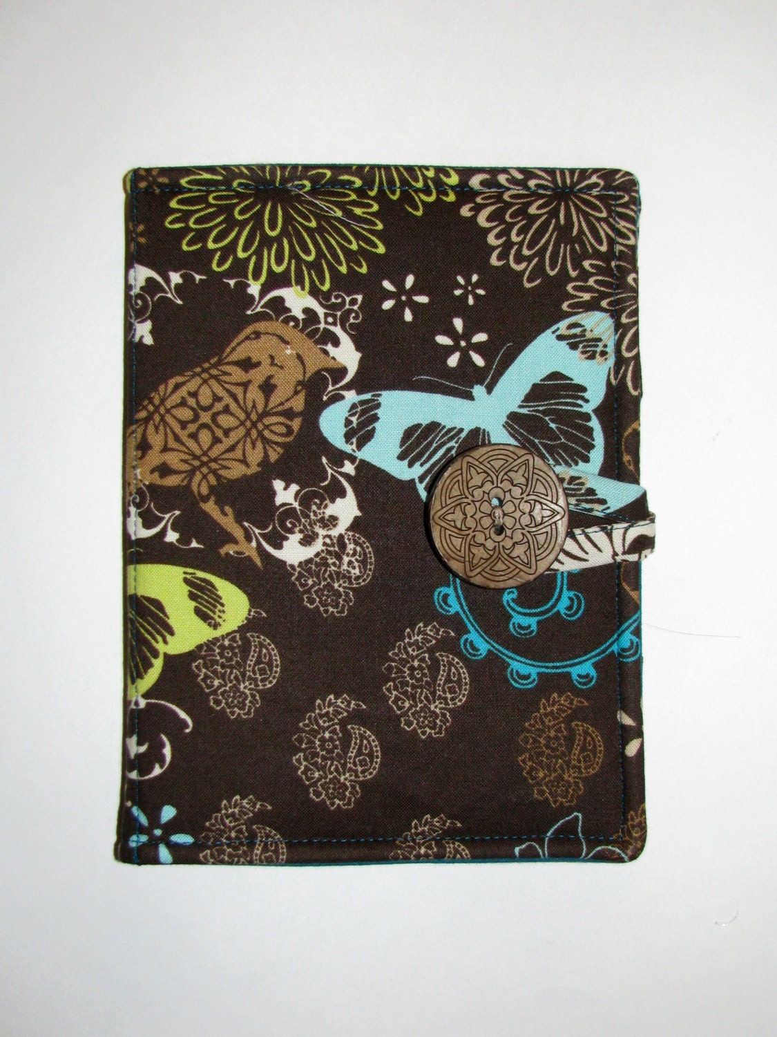 Kindle 4 Case (5 buttons), Kindle 5, Kobo Touch Cover -Ready to Ship- Brown and Teal Green