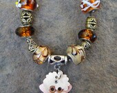 Pet Lover Bracelet Leather Cord Murano Beads European Dog Soft Coated Wheaten Terrier Breed Artisan Charm Custom Circle Rivets Pet Lover