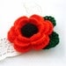 Crochet Brooch - Red Poppy Flower  Corsage Brooch