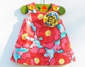 Baby Toddler Dress - Worn Poppy - Rosette Flower - Beach Dress - Wedding - Red - Girl Dress Pattern - KK Children Designs - 3M to  4T