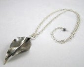 20 % VACATION SALE Fold-formed silver leaf necklace