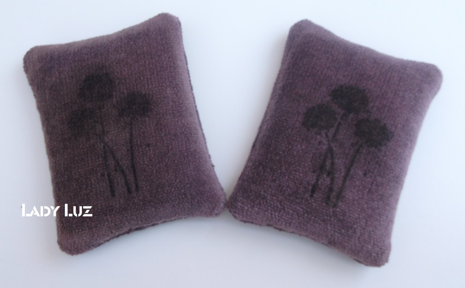 2  - Globe Thistle Medium Weight Velvet Cotton Pillow Sachet  filled with French dried Lavender flowers bloom buds Aromatherapy Ornament