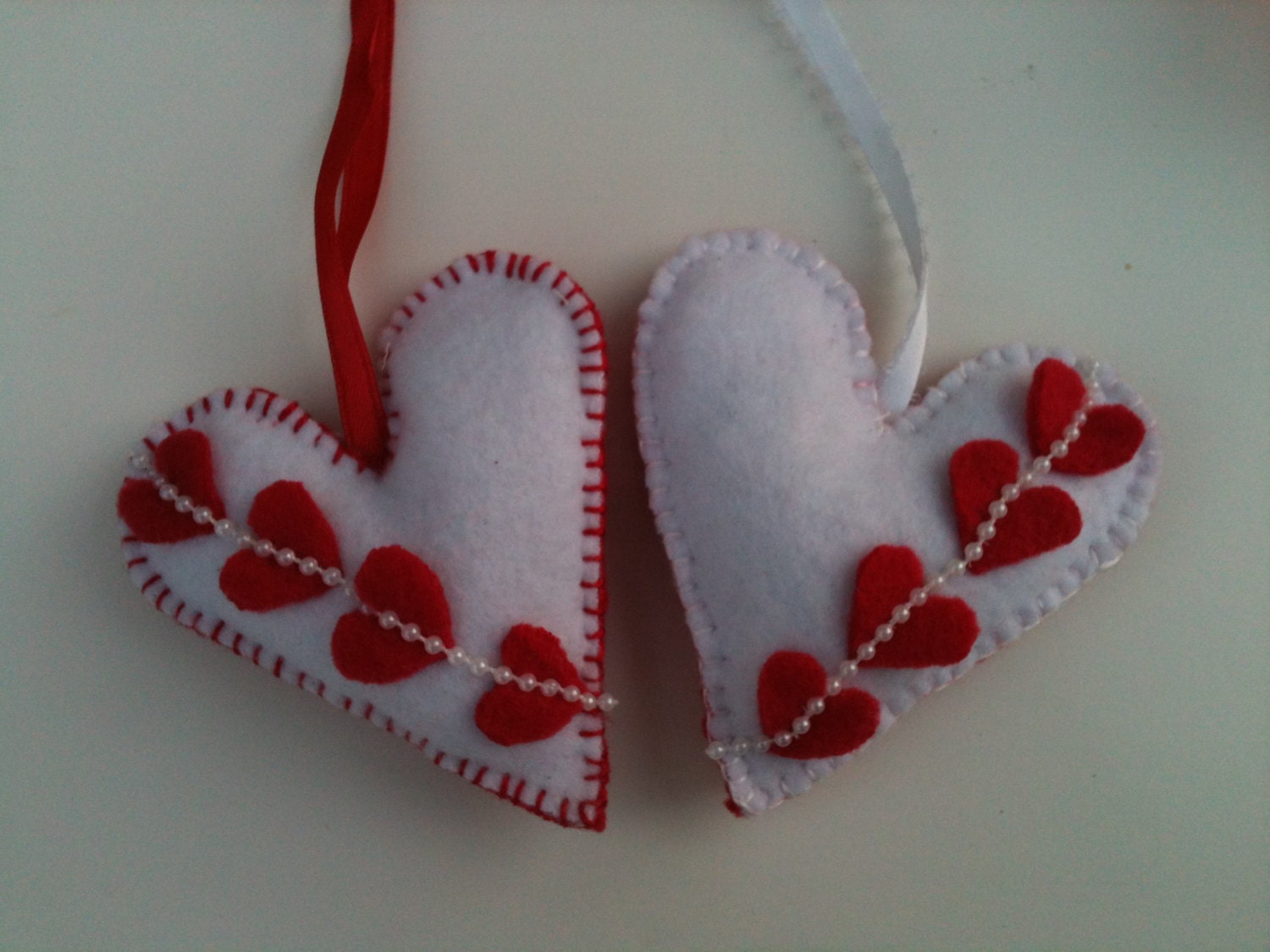 Red Heart Valentine gift party favor ornament, French Lavender Sachet, Decoration, Felt Heart