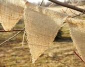 Burlap Flag Banner w/ Jute Twine- 5.5 Feet-4 Colors/2 Sizes Available- Wedding/Party Decor- Folk/Country/Shabby Chic