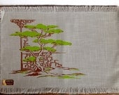 Vintage Mid Century Hollywood Regency Chinoiserie Style Craftex Placemats Set of 4