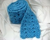 Hand Crocheted Chunky Ice Blue Scarf