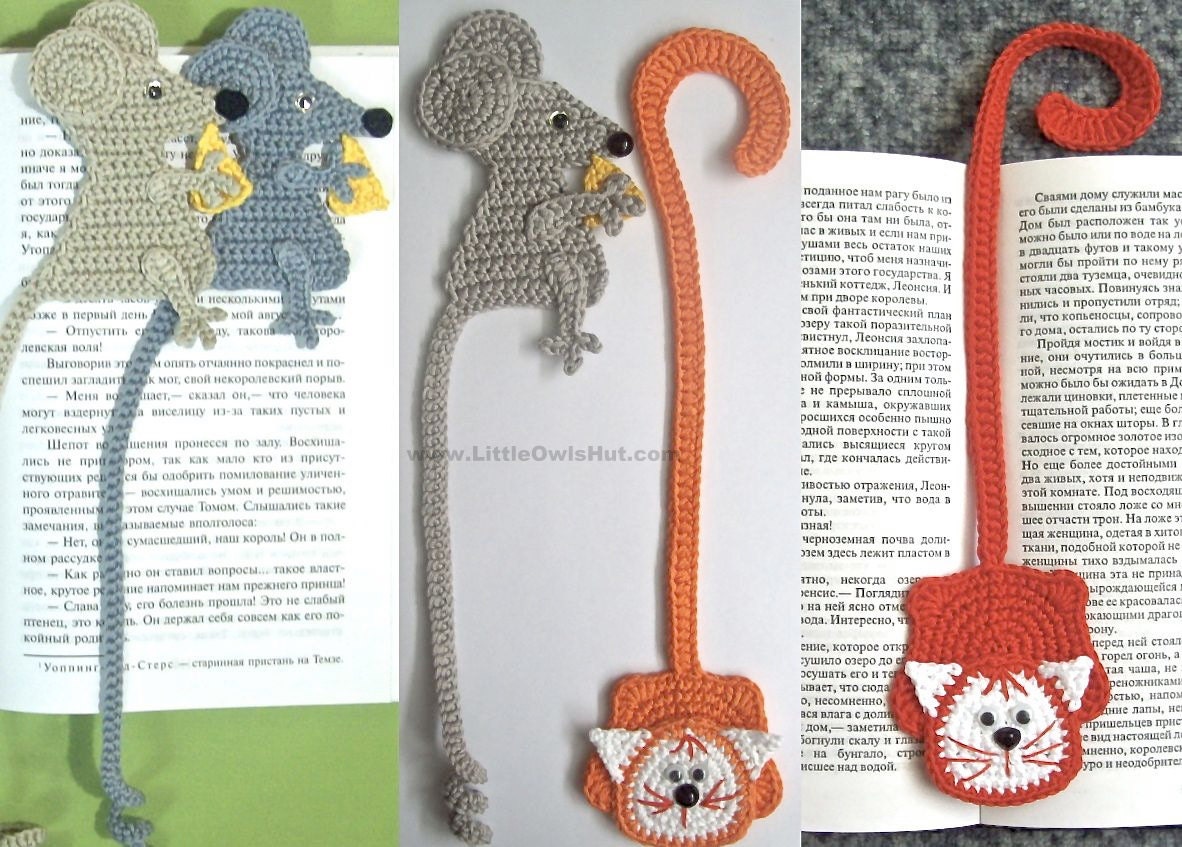 Cat and Mouse Bookmarks Crochet Pattern PDF file Amigurumi (Instant download)