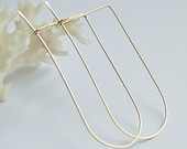 Gold U shape Earrings, Geometric Hoop Earrings, Modern Jewelry. 14k Gold Filled Earrings
