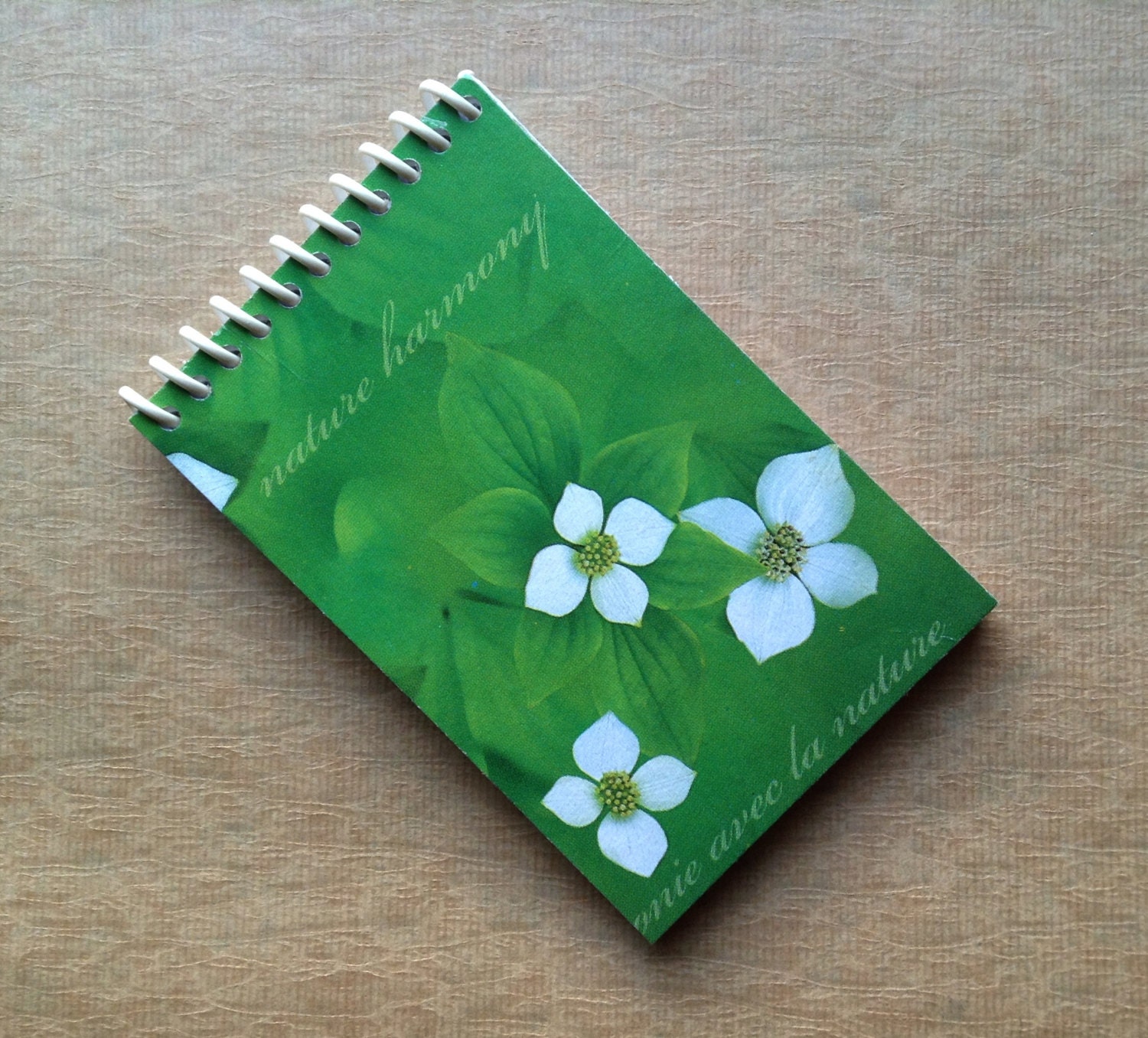 UPCYCLED NOTEBOOK FLOWER tissue box recycled spiral bound journal