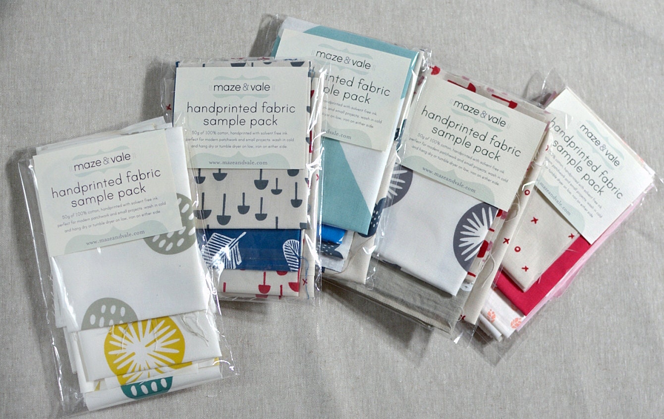 BLUES 100% cotton handprinted fabric sample pack, plenty of large pieces in teal, turquoise, navy, robins egg