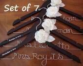 Set of 7---Personalized Hanger,  Custom Bridal Hangers,Bridesmaids gift, Wedding hangers with names,Custom made hangers
