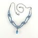 Vintage Flower Necklace, Avon Blue Rose Necklace, Flower Jewelry, Bead Necklace, Enamel, Black Gunmetal Silver