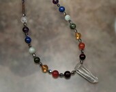 Chakra Balancing Rainbow Necklace with Quartz Pendant - Reiki Infused