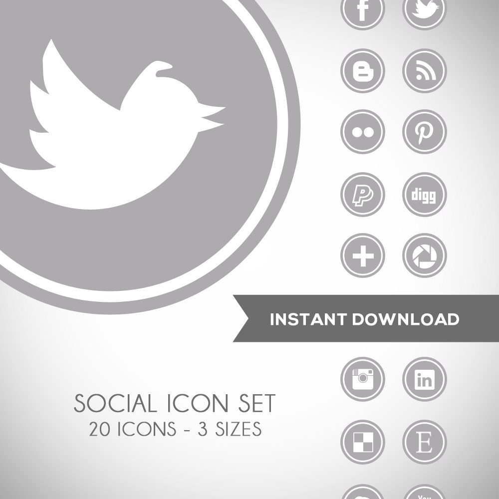 Social Media Icon Buttons - Blog or Website