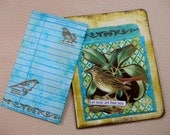 OOAK Art Collage and Ink Card "Let Your Art Free You" - Library Card (removable) and Pocket