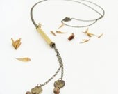 Brass Tube Necklace - Charm Necklace - Metalwork Jewelry - Minimalist Jewelry -  Bohemian Necklace - Vintage Chain -  FREE GIFT