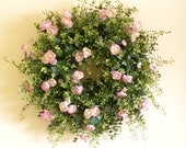 Decorative Boxwood Floral Wreath Pink Home Decor Wedding Flowers