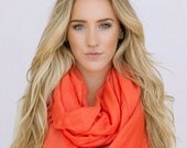 Coral Infinity Scarf Wide Gauze Cotton Solid Color Infinity Scarf Circle Loop Scarf Spring Scarf (SCF-130A)