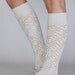 Ivory Lacy Knit Leg Warmers with Ivory Vintage Lace Trim - Spring in Your Step Leg Warmers