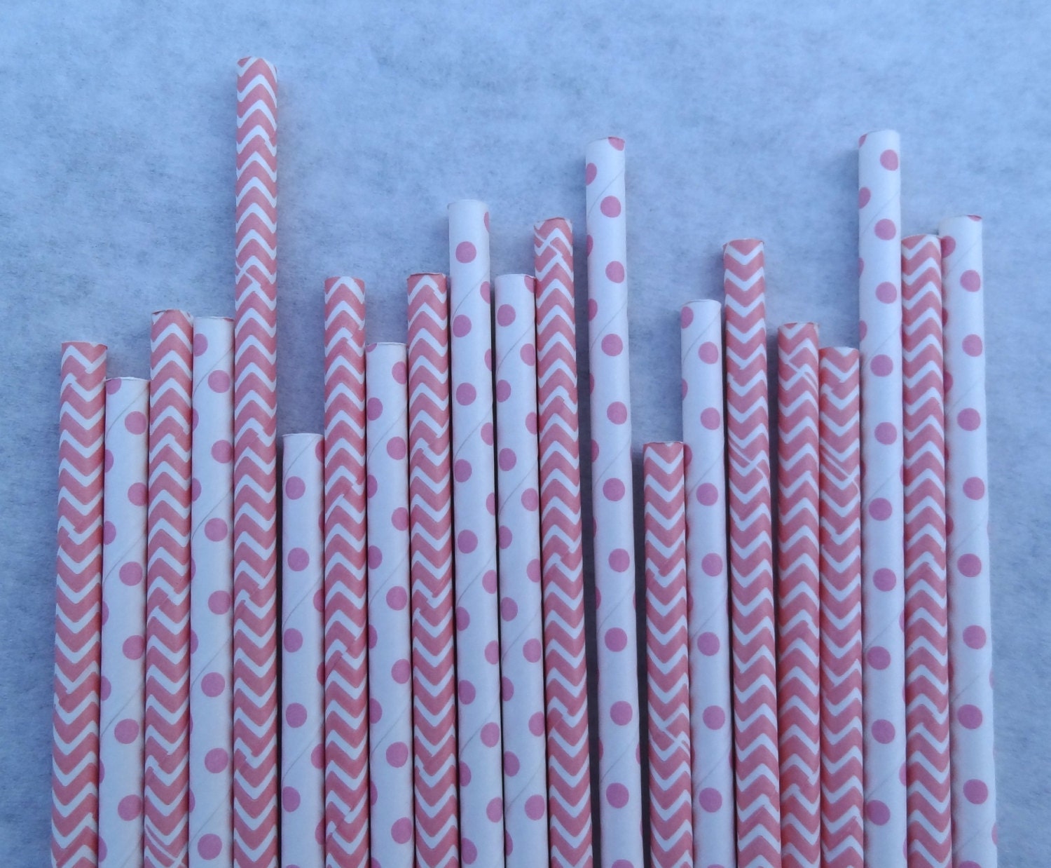 Chevron & Dot Paper Straws, Light Pink, 50 Pack, Baby Pink, Baby Shower Chevrons Il_570xn