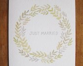 Spring Greens 'Just Married' Greetings Card