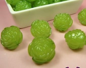 Large Chunky ROSE Flower Acrylic Jelly Beads in LIME GReEN Color 19mm USA Shipping