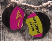 Vintage Vinyl Record Earrings, Cupid, Johnny Nash, Purple and Green