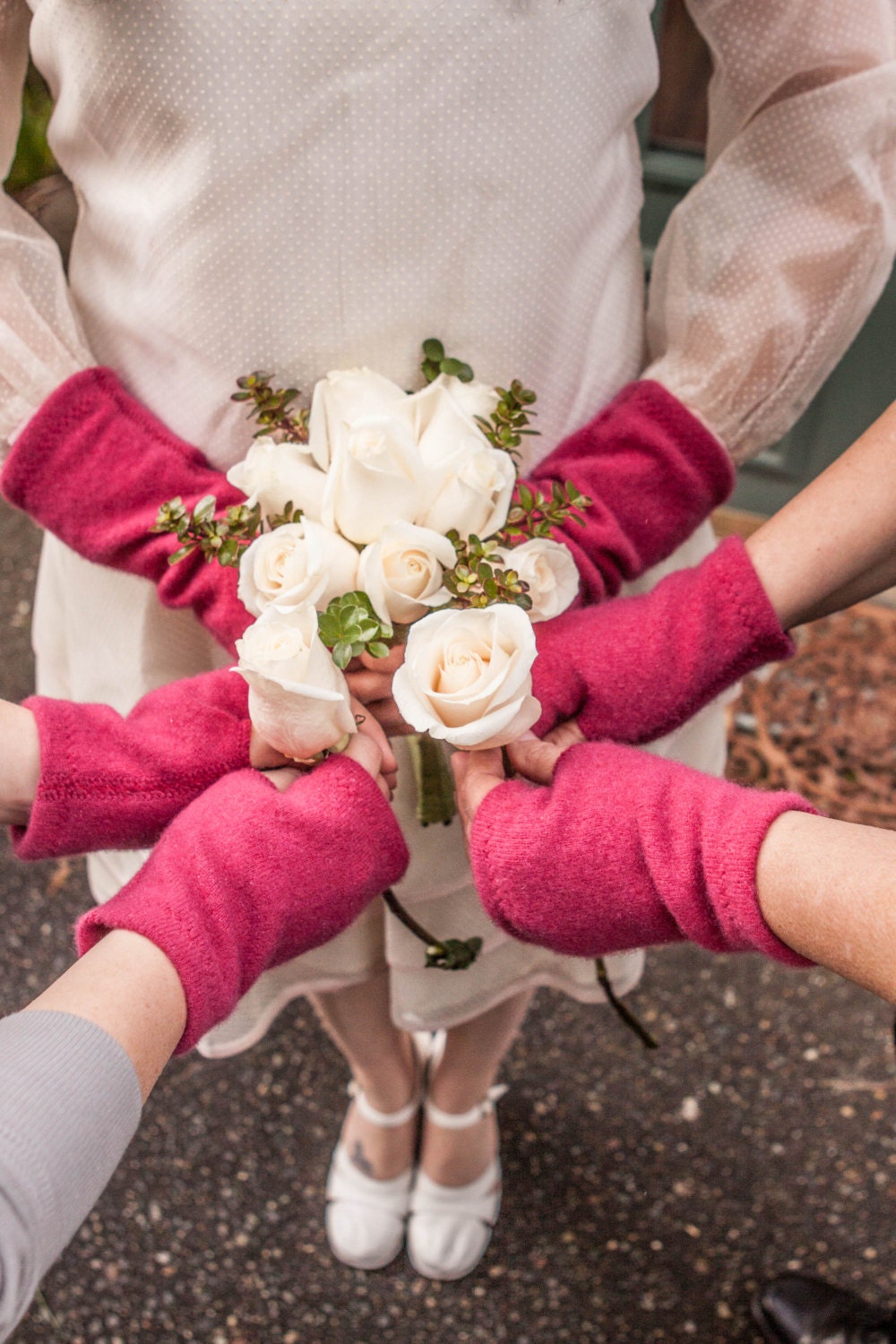 Glovelettes Mitts Rose Pink Cashmere Bridal Set