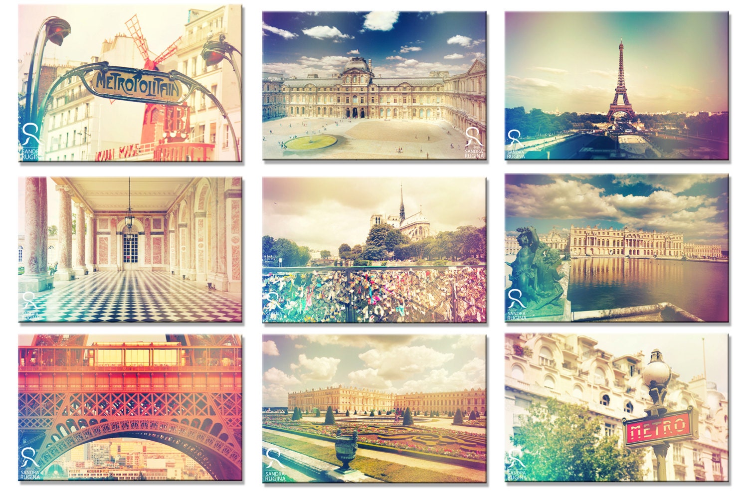 Shabby chic Paris 9 greeting cards of your choice, 10cm x 15cm, art photography, 4in x 6in, 9 pieces, folded greeting cards