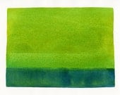 original watercolor painting, green elements