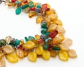 Chunky Southwestern Necklace, Yellow Statement Necklace, Bib Necklace, Nature Jewelry