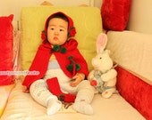 Baby crochet cloak set- Hand Knit cape set-Fashion Chunky Knit Winter Accessories Autumn Accessories-RED