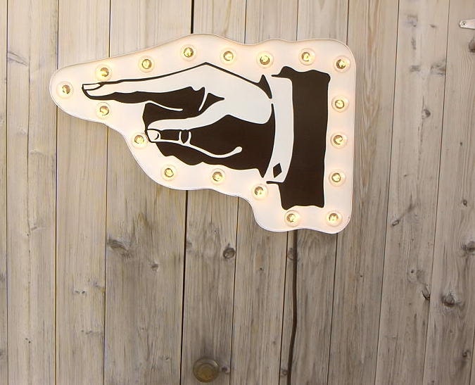 Arrow hand light up sign Pointing marquee