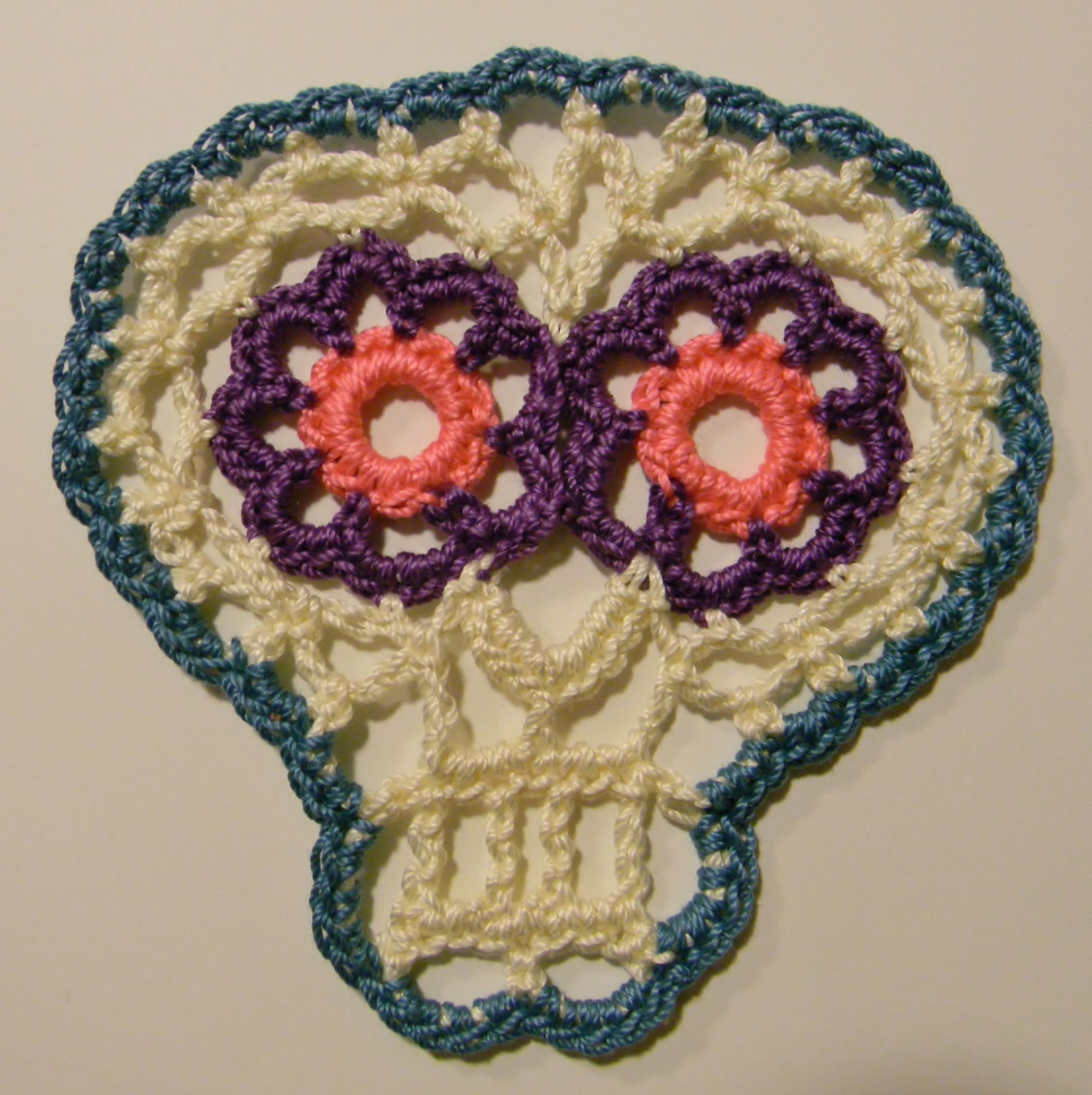 Sugar Skull Applique CROCHET PATTERN - Instant Download