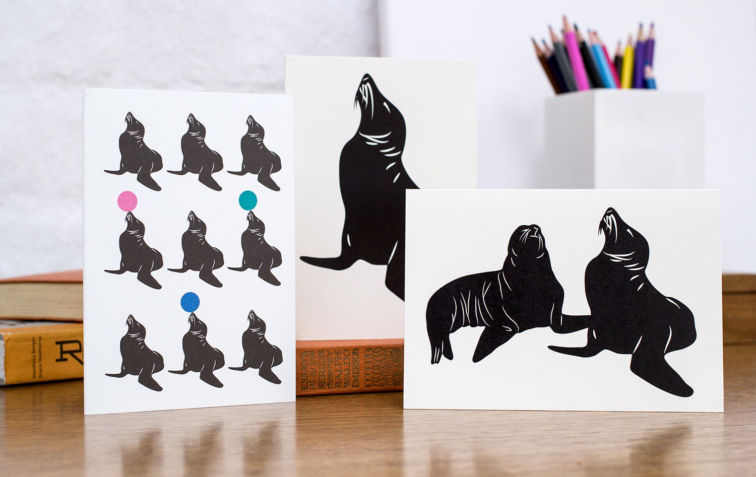 Sea Lion Blank Greetings Card Set of Three