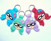 I'll be your supherheroine- Superhero with mask and bow keychain