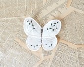 Spring Butterfly - Flower Garden Embroidered Textile Art - Green Leaves - DIY Brooch Pin for Mothers Day, Birthday, Wedding